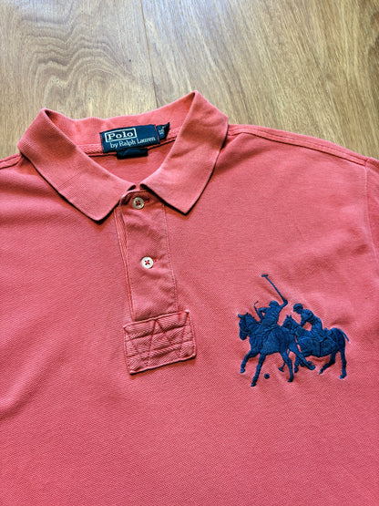 Ralph Lauren Big Horse 2000s Salmon Polo Top (XL)
