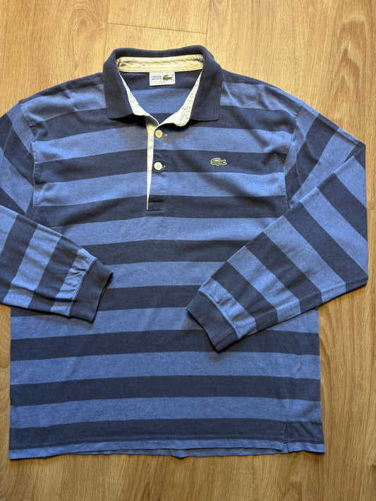 Vintage Lacoste Chemise Blue Stripe Rugby Top (L)