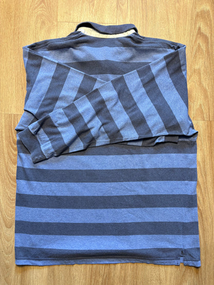Vintage Lacoste Chemise Blue Stripe Rugby Top (L)