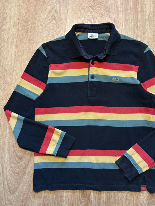 Vintage Lacoste Multi-colour Stripe Rugby Top (S)