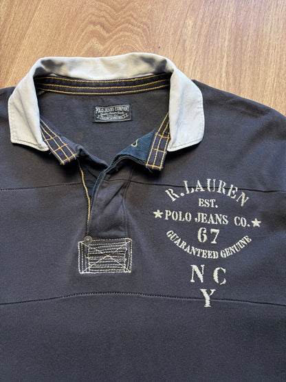 Ralph Lauren Embroidered Dark Grey Rugby Top (M)
