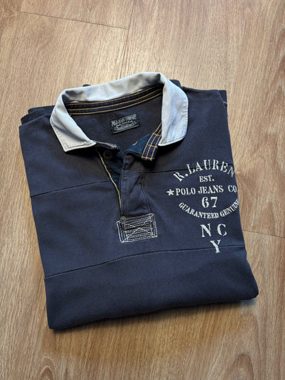 Ralph Lauren Embroidered Dark Grey Rugby Top (M)
