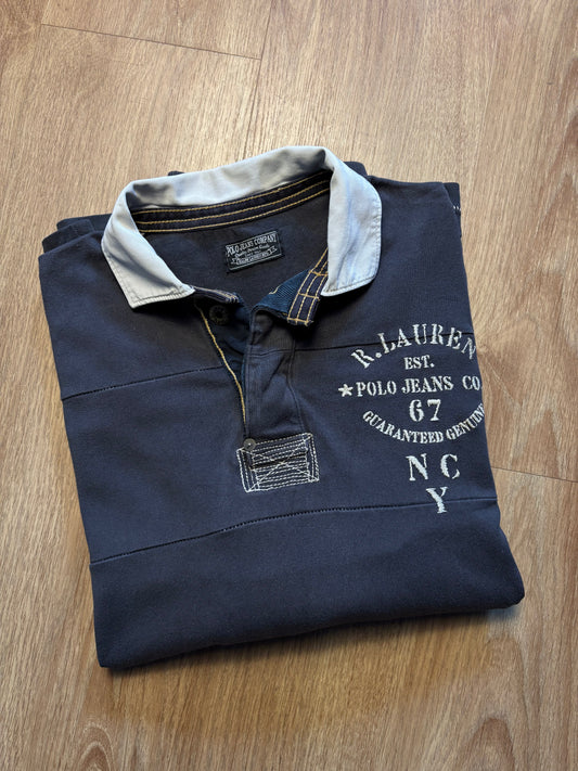 Ralph Lauren Embroidered Dark Grey Rugby Top (M)