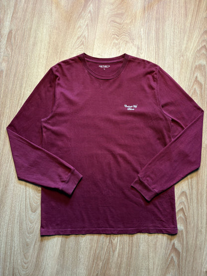 Carhartt WIP Heavyweight Longsleeve Burgundy Top (L)