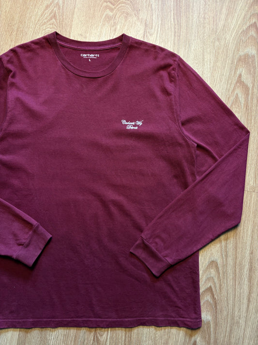 Carhartt WIP Heavyweight Longsleeve Burgundy Top (L)
