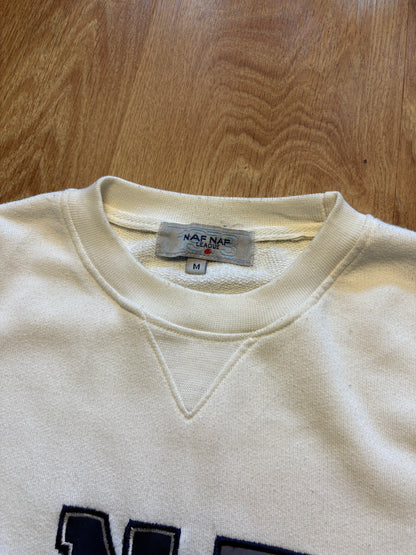 Vintage NAF NAF Embroidered Spellout White Sweatshirt (M)