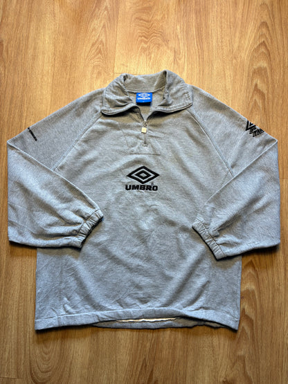 Vintage Umbro Pro Training Grey Quarter Zip Sweatshirt (XL)
