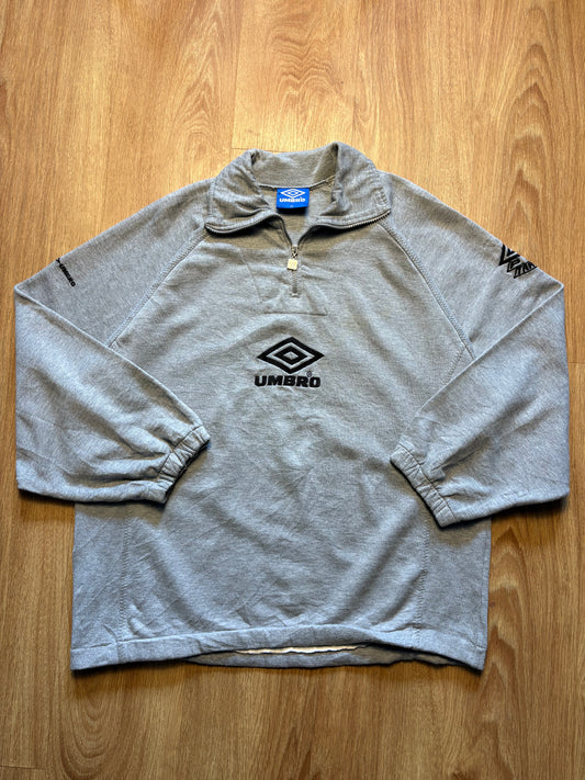 Vintage Umbro Pro Training Grey Quarter Zip Sweatshirt (XL)