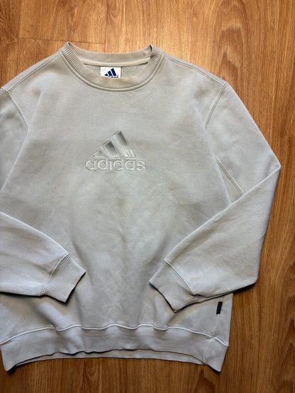 Vintage Adidas Embroidered Spellout Cream Sweatshirt (M)