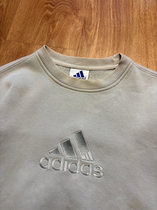 Vintage Adidas Embroidered Spellout Cream Sweatshirt (M)