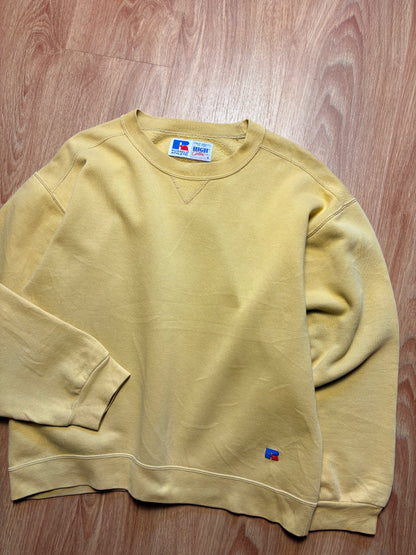 Vintage Russell Athletics Light Yellow Heavyweight Sweatshirt (S)