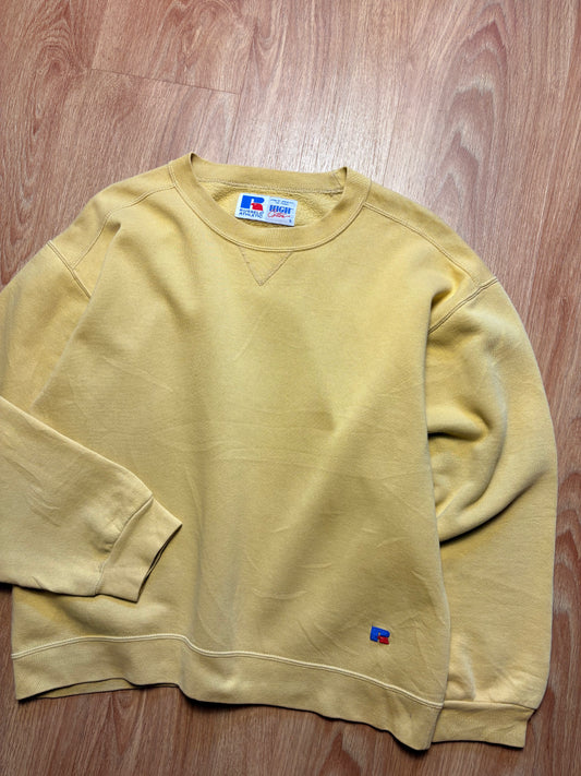 Vintage Russell Athletics Light Yellow Heavyweight Sweatshirt (S)