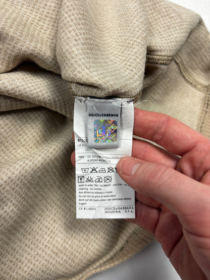 Vintage Dolce & Gabbana 90s Beige Henley Longsleeve Top (L)