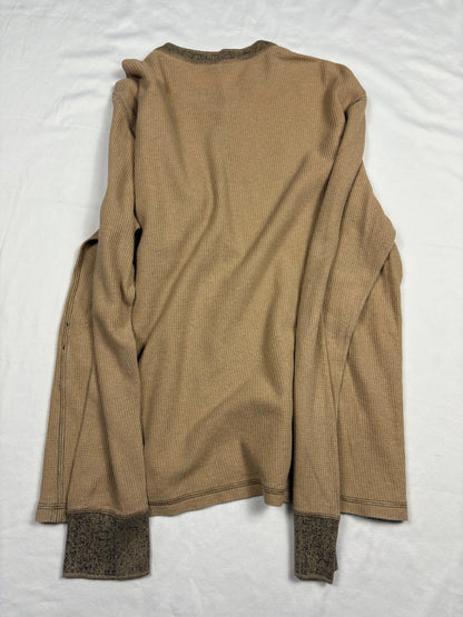 Vintage Dolce & Gabbana 90s Beige Henley Longsleeve Top (L)
