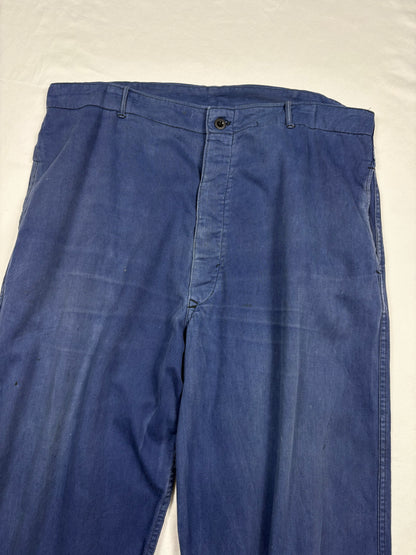 True Vintage 60s Blue French Workwear Cotton Trousers (38w)