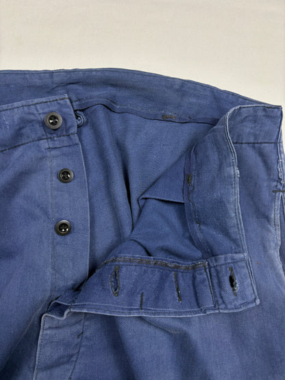 True Vintage 60s Blue French Workwear Cotton Trousers (38w)