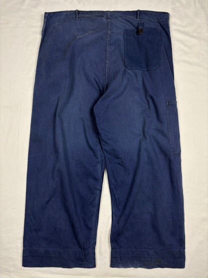 True Vintage 60s Blue French Workwear Cotton Trousers (38w)
