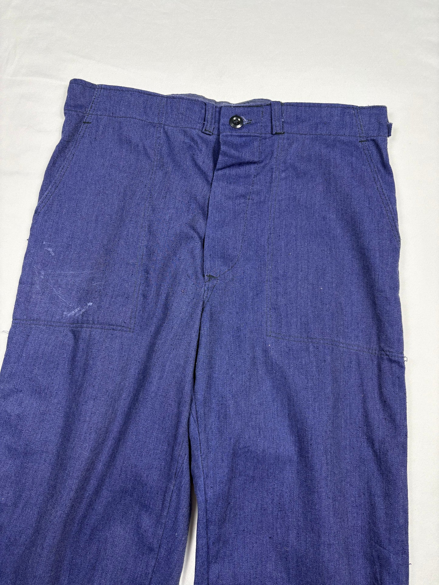 True Vintage 60s Blue French Workwear Cotton Trousers (32x30)