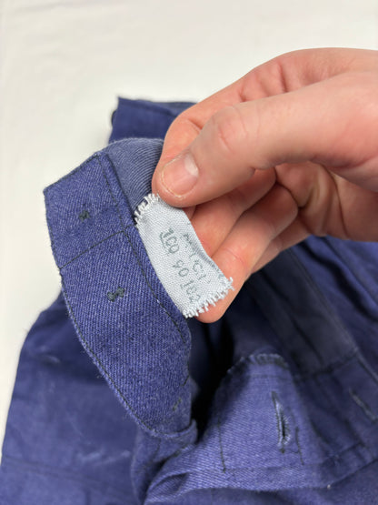 True Vintage 60s Blue French Workwear Cotton Trousers (32x30)