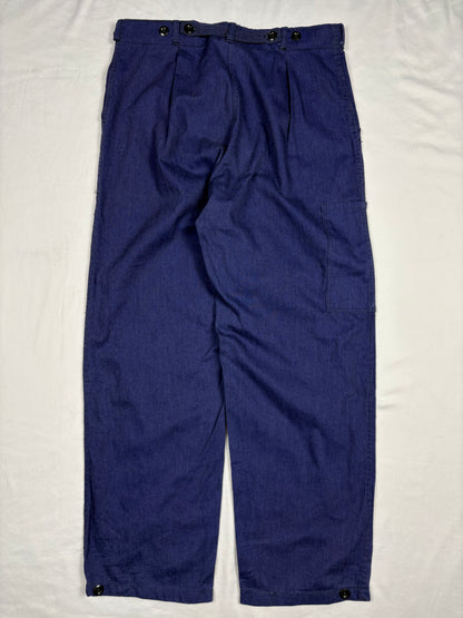 True Vintage 60s Blue French Workwear Cotton Trousers (32x30)