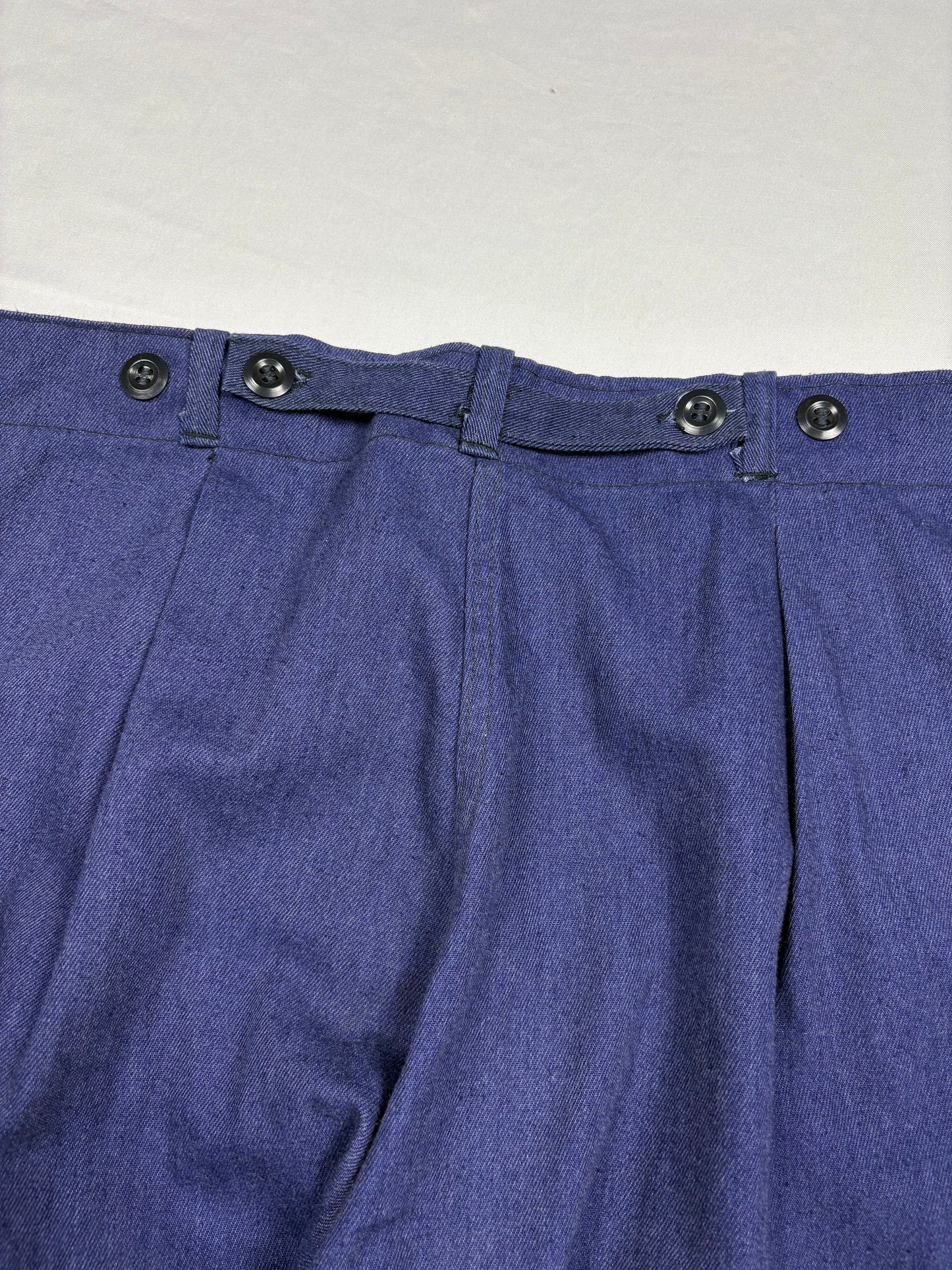 True Vintage 60s Blue French Workwear Cotton Trousers (32x30)