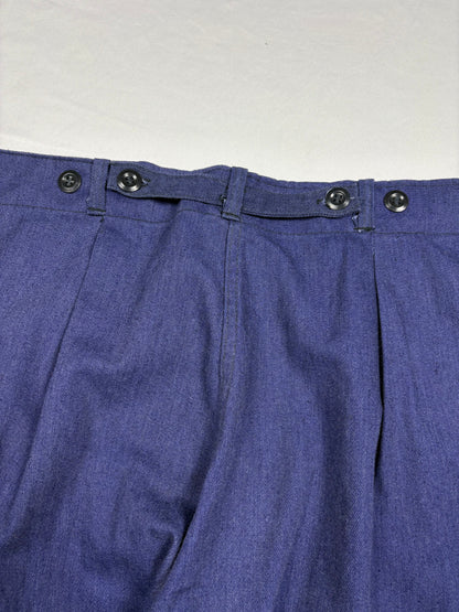 True Vintage 60s Blue French Workwear Cotton Trousers (32x30)