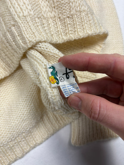 Vintage Italian Made Cream Roll Neck Fishermans Knit Jumper (women's S)