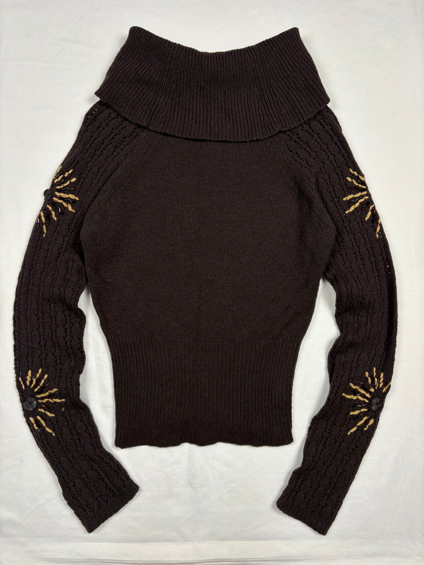 Vintage Italian Made Brown Wool Roll Neck Jumper (women's S)