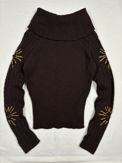Vintage Italian Made Brown Wool Roll Neck Jumper (women's S)