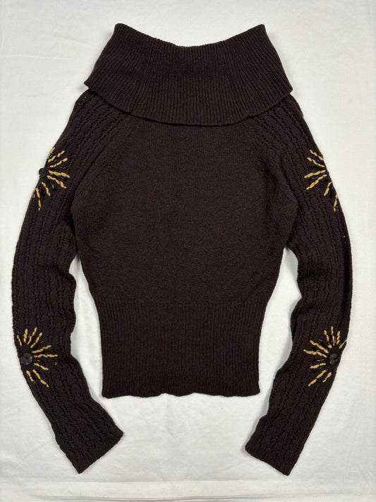 Vintage Italian Made Brown Wool Roll Neck Jumper (women's S)