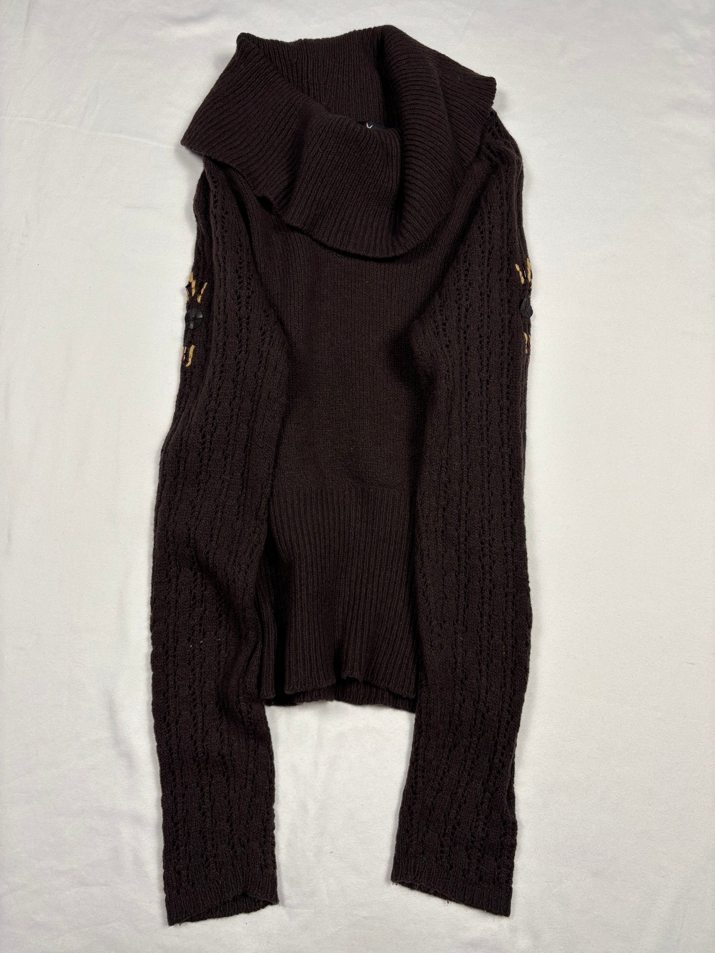 Vintage Italian Made Brown Wool Roll Neck Jumper (women's S)