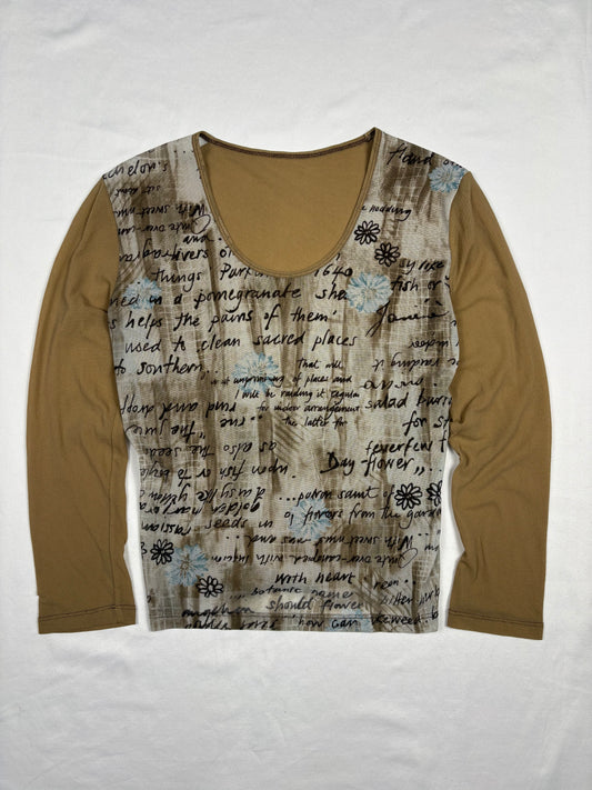 Italian Made 2000s Beige Longsleeve Top (women's S)