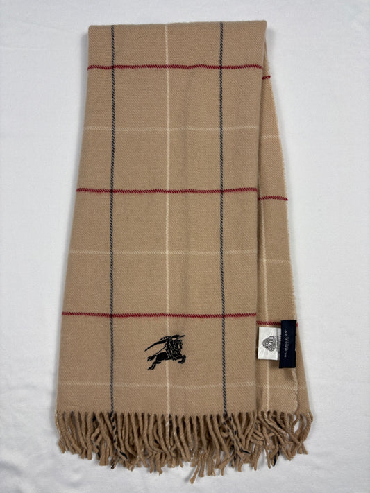 Vintage Burberry Check Cream Wool Scarf