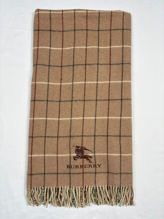 Vintage Burberry Check Beige Wool Scarf