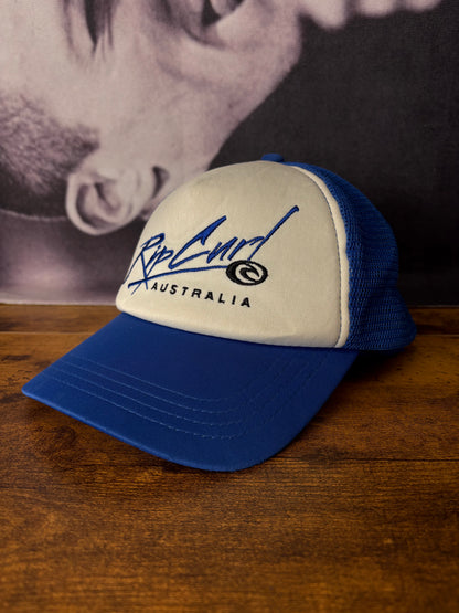 Vintage Rip Curl Australia White + Blue Trucker Hat