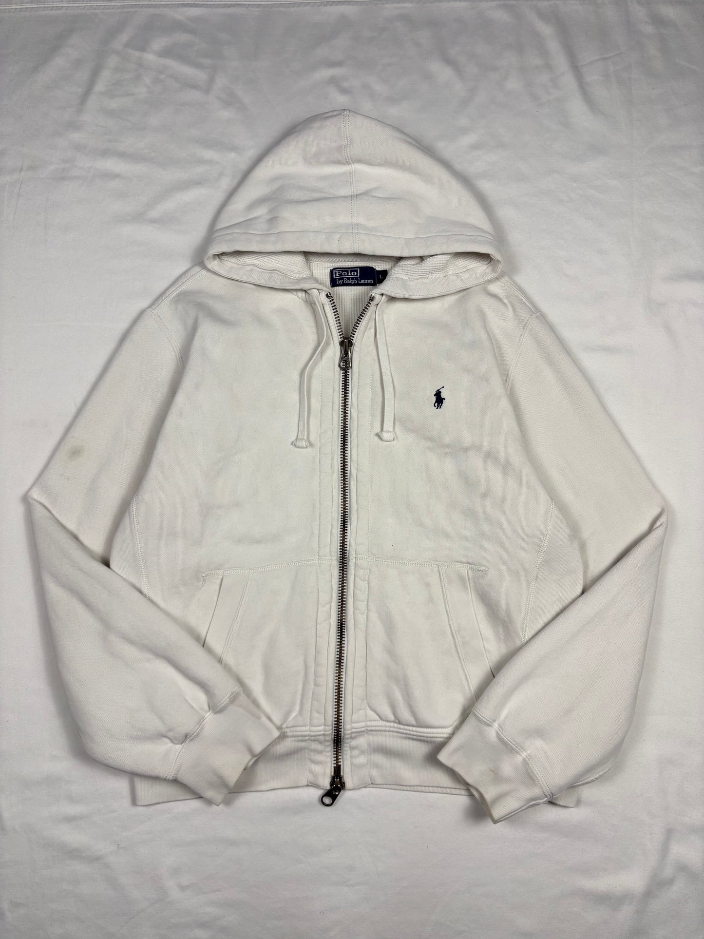 Ralph Lauren Heavyweight White Zip-up Hoodie (L)