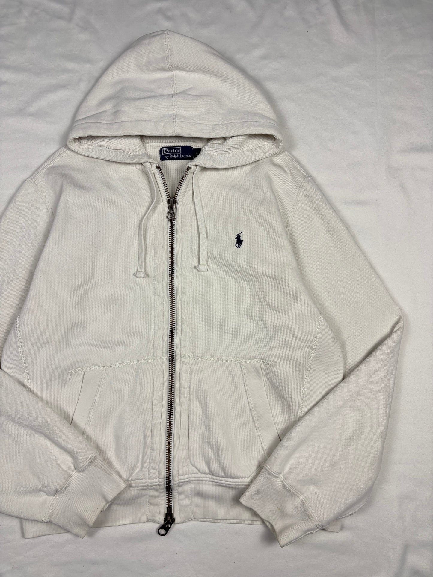 Ralph Lauren Heavyweight White Zip-up Hoodie (L)