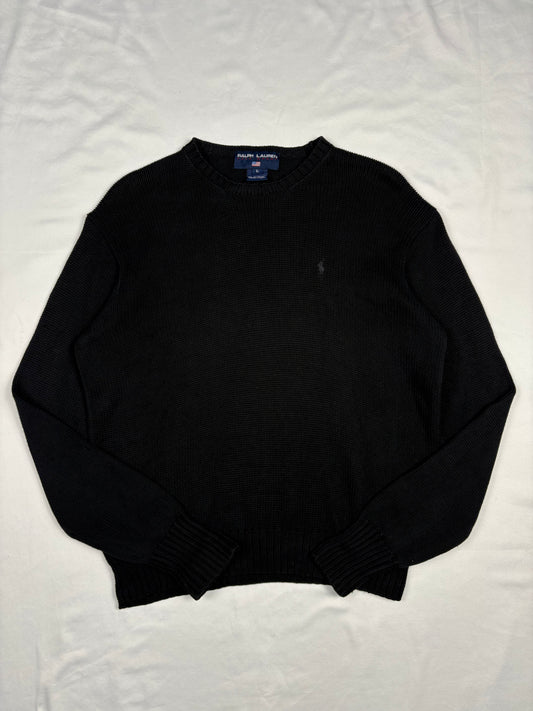 Vintage Ralph Lauren Heavyweight Black Knit Jumper (L)