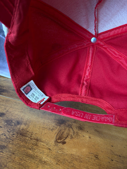 Vintage 90s White Strap Red Trucker Hat