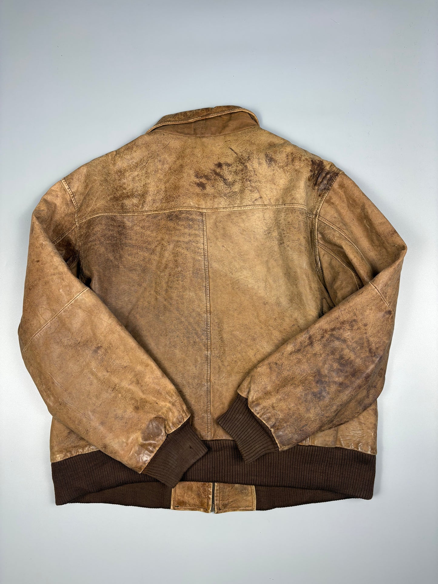 Vintage 1970s WWII Map Lining Leather A-2 Flight Jacket (L)