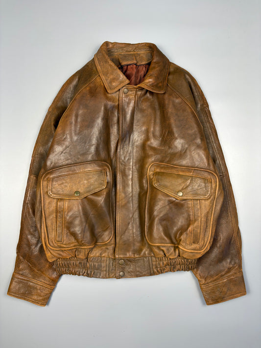 Vintage 1970s Aviation Leather A-2 Flight Jacket (L)