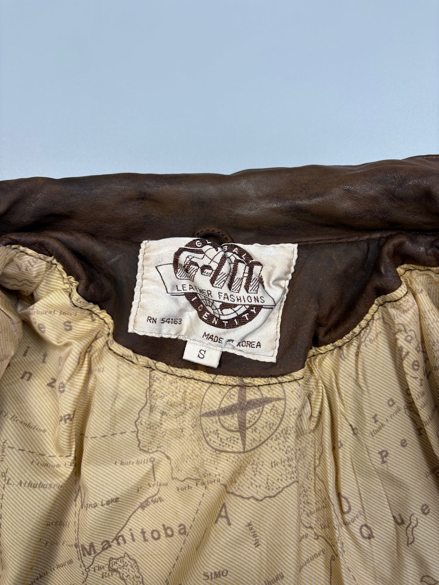 Vintage 1980s Map Lining Leather A-2 Flight Jacket (S)