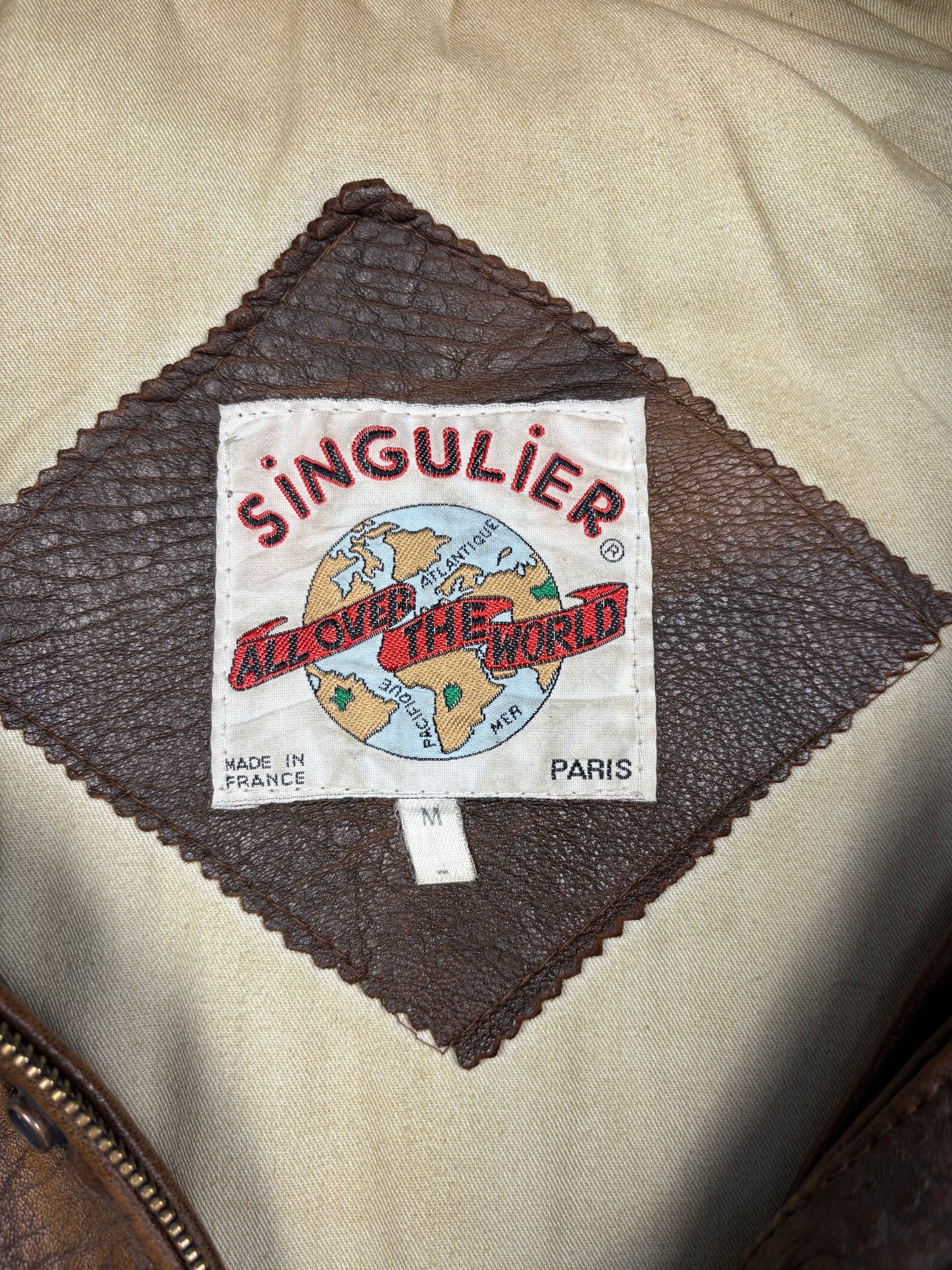 Vintage 1980s French Pilot Aviator Leather Jacket (M)