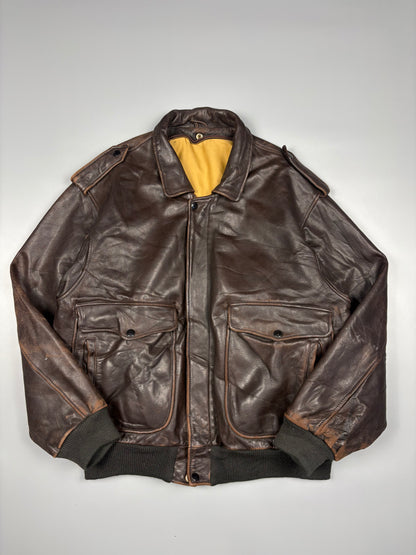 Vintage 1980s Aviation Leather A-2 Flight Jacket (M)