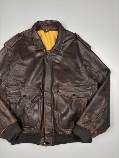 Vintage 1980s Aviation Leather A-2 Flight Jacket (M)
