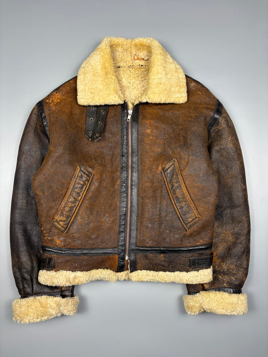 Vintage 1980s B-3 Sheepskin Flight Leather Jacket (S)