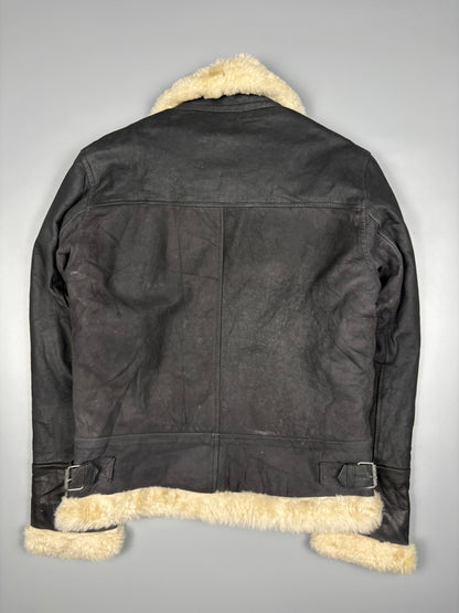 Vintage 1980s Shearling Lined Sheepskin Aviator Leather Jacket (women's M)