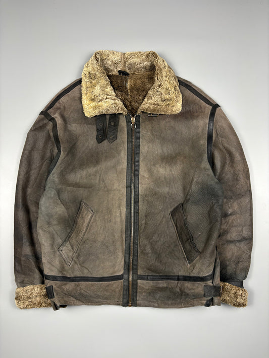 Vintage 1990s Sheepskin Leather Flight Jacket (XL)