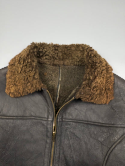 Vintage 1980s Shearling Lined Sheepskin Aviator Leather Jacket (women's M)