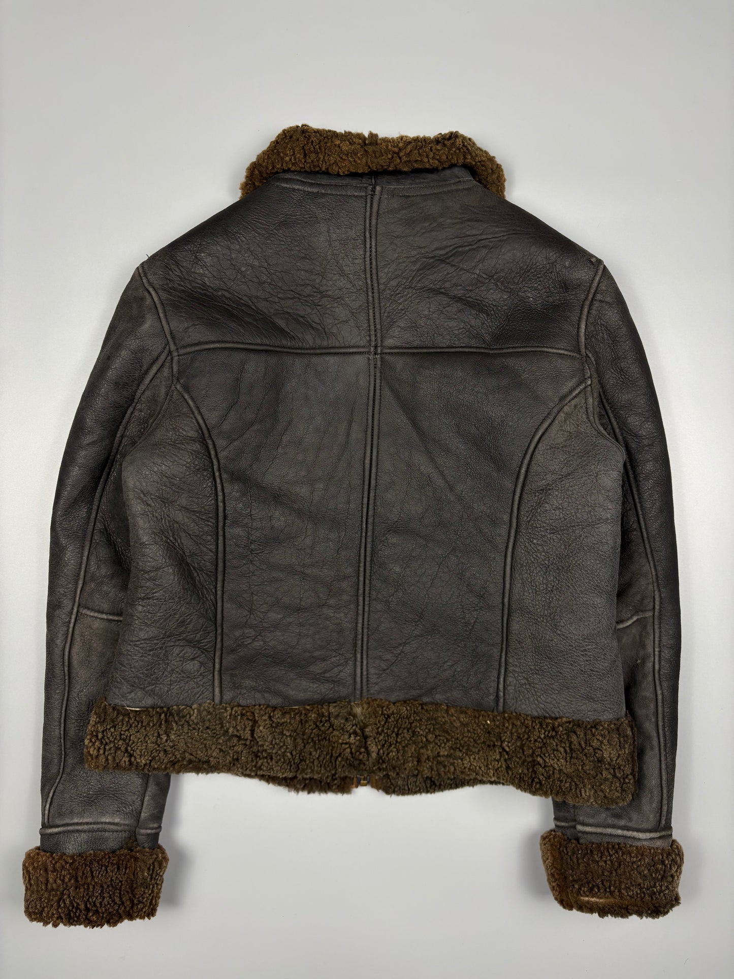 Vintage 1980s Shearling Lined Sheepskin Aviator Leather Jacket (women's M)